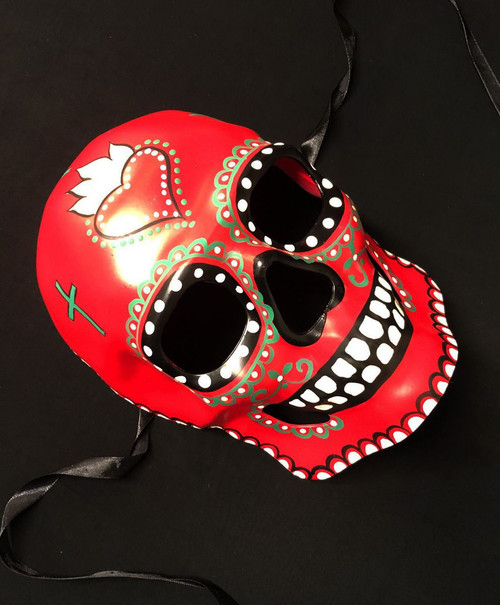 Red And Black Day Of The Dead Mask Sugar Skull Halloween Skull Mask Red And Black Day Of The Dead Mask Sugar Skull Halloween Skull Mask