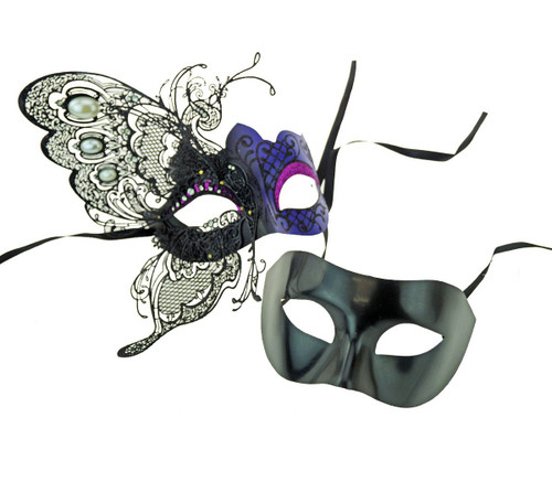 Purple Couples Venetian Party Masks Purple Couples Venetian Party Masks