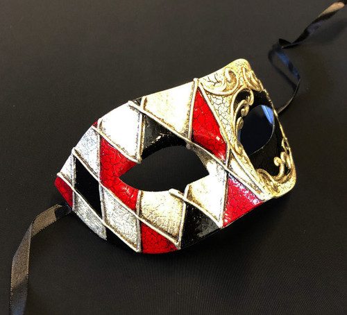 Men's Venetian Ball Mask Red And Silver Mask Men's Venetian Ball Mask Red And Silver Mask