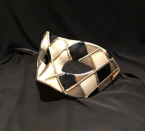 Men's Venetian Mask Silver Black White