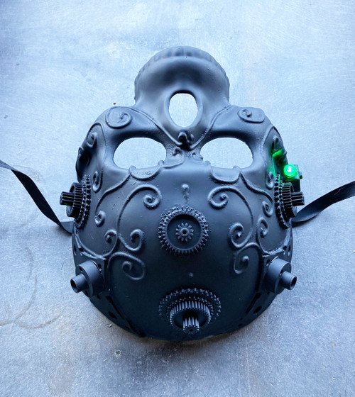 Cyborg Skull Mask Black Steampunk Skull Mask With Laser Light