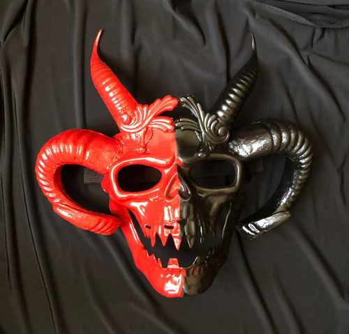 Devil Mask Halloween Red And Black Skull Mask