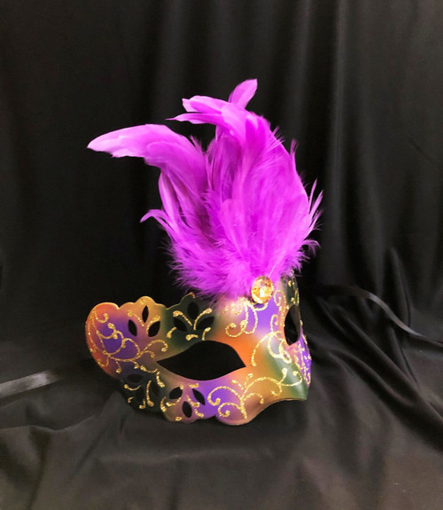 Mardi Gras Feather Masquerade Mask