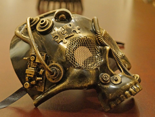 Gold Steam Punk Skull Mask