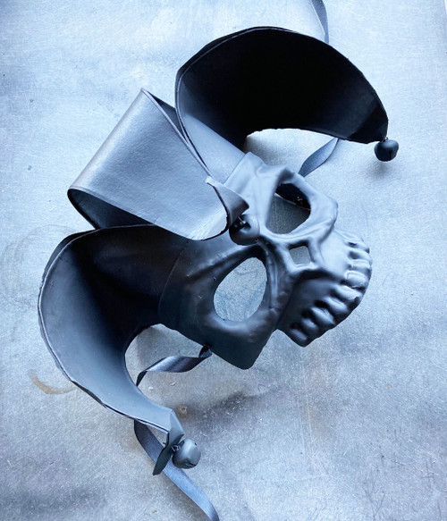Halloween Skull Jester Mask Black Costume Mask Halloween Skull Jester Mask Black Costume Mask