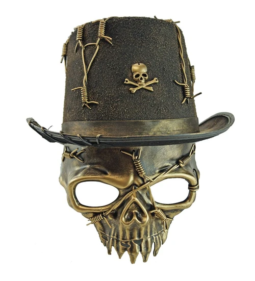 Halloween Skull Mask With Matching Skull Stop Hat Gold