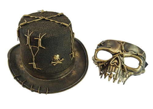 Halloween Skull Mask With Matching Skull Stop Hat Gold Halloween Skull Mask With Matching Skull Stop Hat Gold