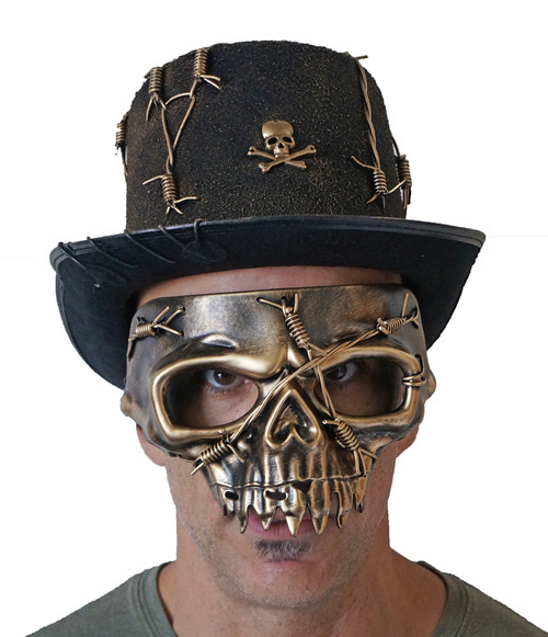 Halloween Skull Mask With Matching Skull Stop Hat Gold Halloween Skull Mask With Matching Skull Stop Hat Gold