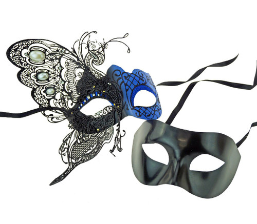 Blue Couples Venetian Party Masks