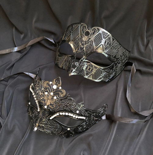Couples Venetian Masks His And Hers Masks Black Couples Venetian Masks His And Hers Masks Black
