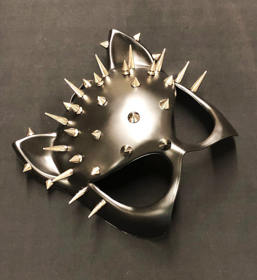 Cat Mask With Spikes Black Bondage Fetish Mask