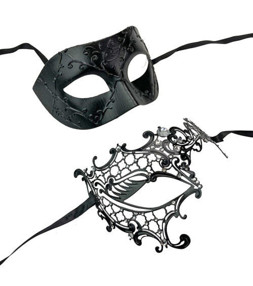 Black Couples Eye Mask Set His & Hers Set Couples Prom Party Set