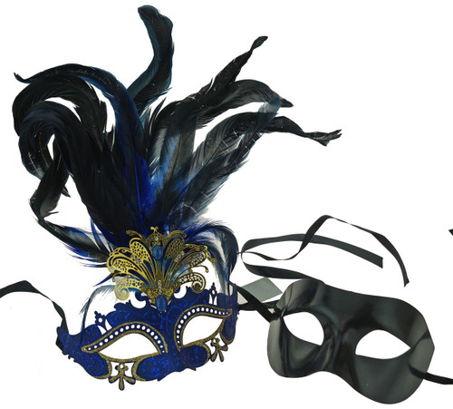 Blue And Black Couples Venetian Party Masks