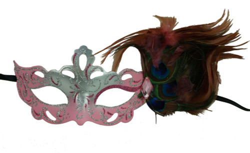 Aubrey Pink Mask With Feathers Aubrey Pink Mask With Feathers