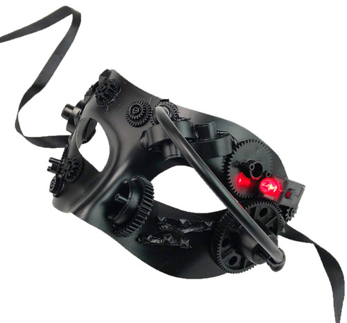 Black Steampunk Mask With LED Laser Light