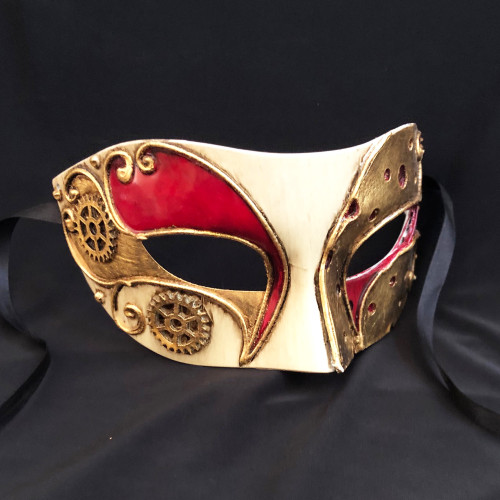 Gold Red mask steampunk