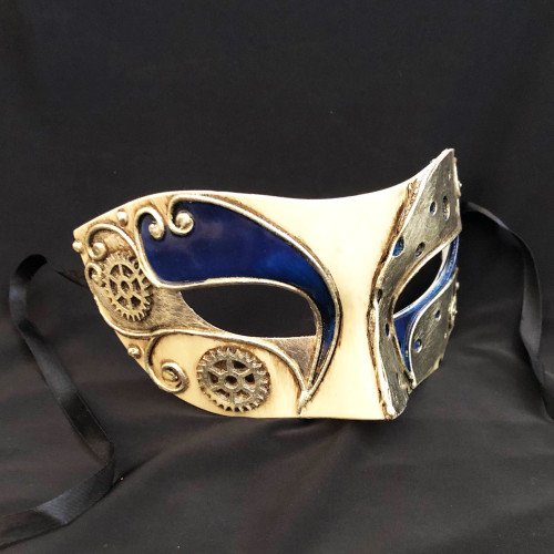 steampunk silver blue mask
