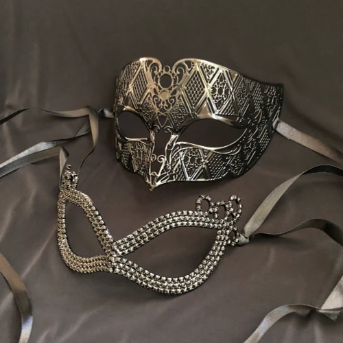Venetian masquerade his and hers masks black