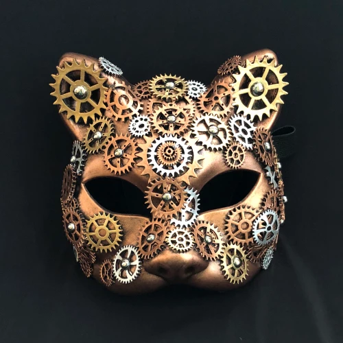 steampunk cat mask copper