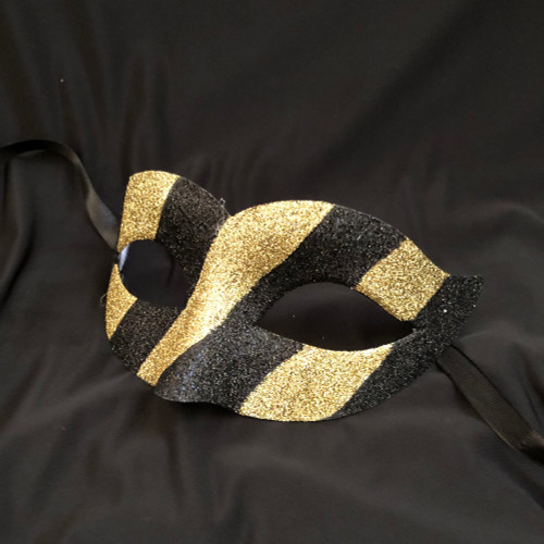 Striped Glitter Mask Gold Or Silver