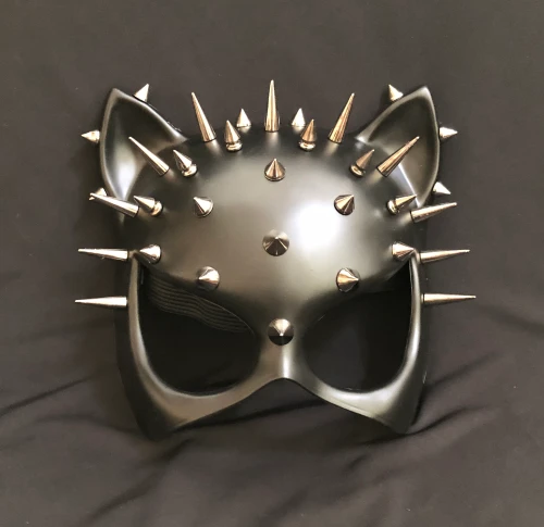 Couples Skull And Cat Mask Spike Masks Black