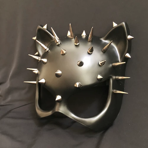 Couples Skull And Cat Mask Spike Masks Black