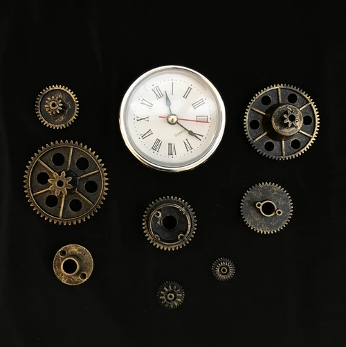 Steampunk gears with clock