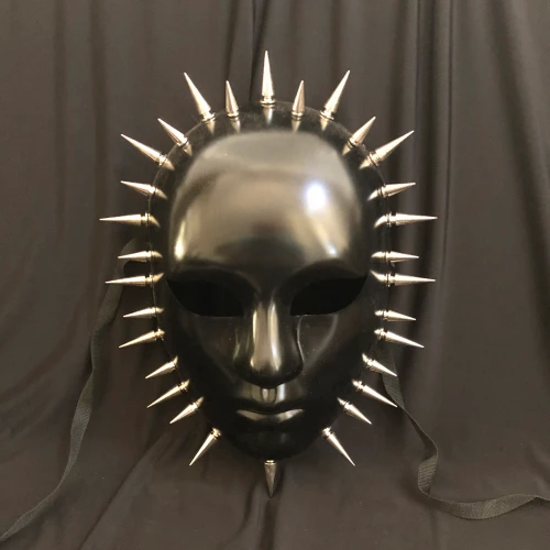 Black Full Face Mask with Chrome Spikes