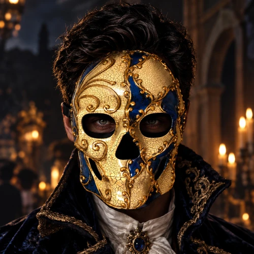 Abstract skull mask blue