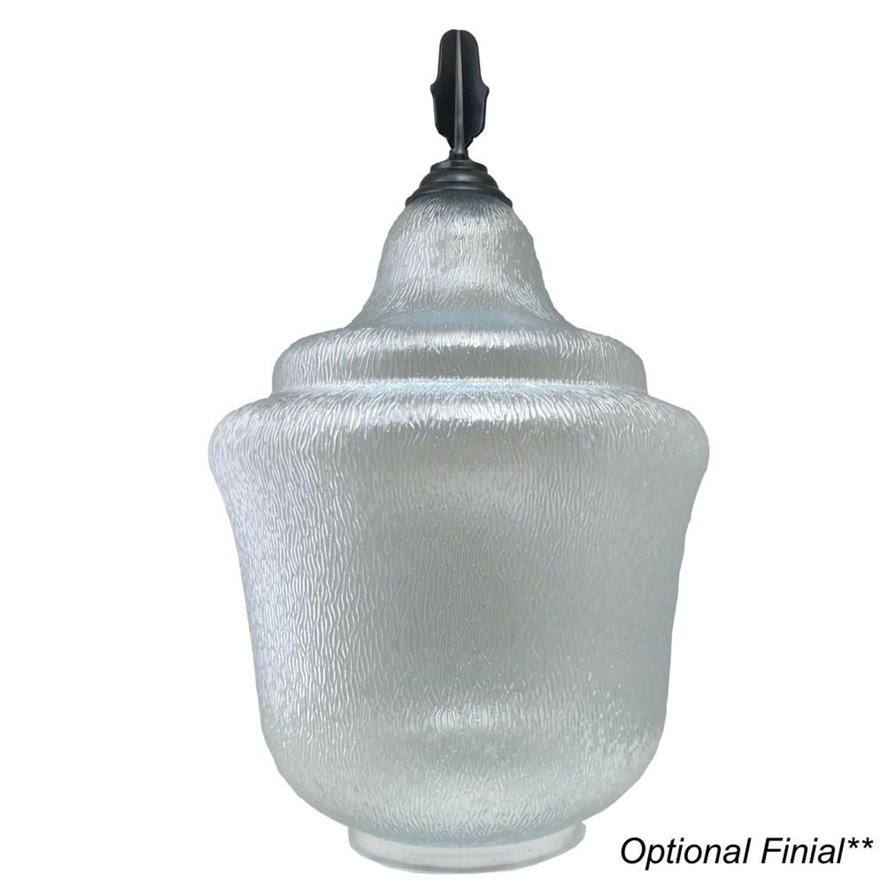 LBS Lighting 20" Clear Textured Acorn Light Globe, 9" Flange