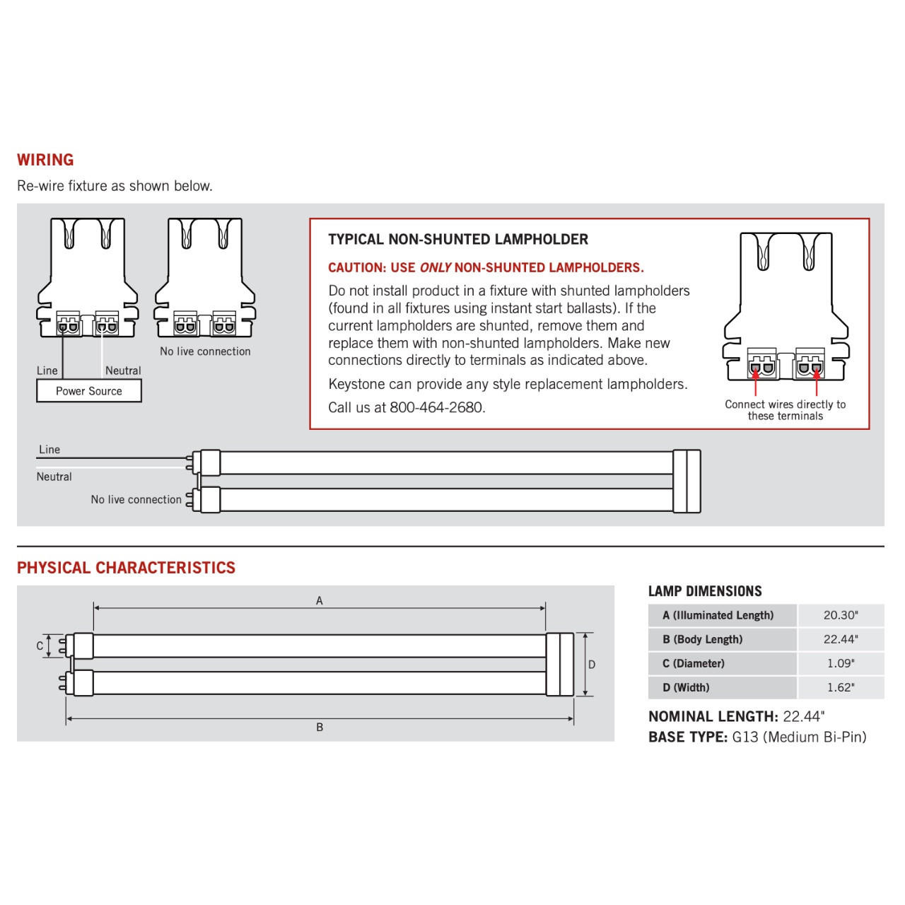 Keystone KTLED15T8U1G840D LED T8 U Bend Tube 4000K