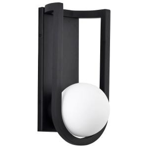 Satco 62-1619 Matte Black Wall Lantern Light with White Opal Glass