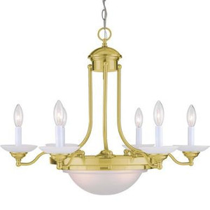 Volume Lighting Volume V2078-2 Polished Brass Frosted Glass Chandelier Light 