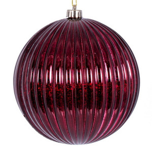 Vickerman 8" Burgundy Shiny Lined Mercury Ball Christmas Ornament