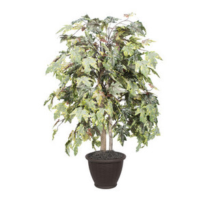Vickerman 4' Artificial Frosted Maple Bush Brown Plastic Container