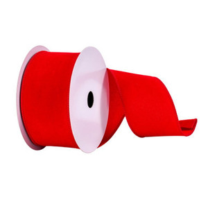 Q214891 Vickerman - 2.5 in x 10 yd Red Faux Suede Wired Decorative Ribbon