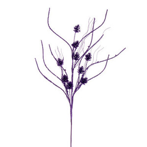 QG224066 Vickerman - 32" Purple Mini Pinecone Twig Glitter Christmas Spray - 6 Pack