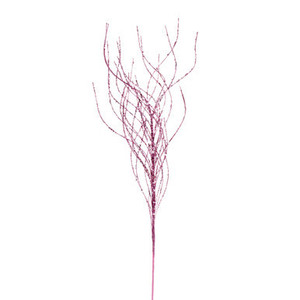 QG221079 Vickerman - 37" Artificial Pink Wavy Twig Glitter Spray - 6 Pack