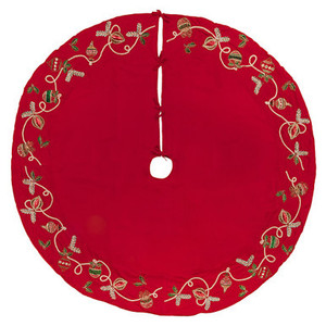 Vickerman 72" Red Beaded Ornament Velvet Christmas Tree skirt