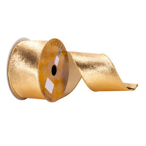 Q214601 Vickerman - 2.5 in x 10 yd Gold Wired Decorative Ribbon