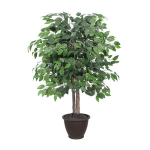 Vickerman 4' Artificial Ficus Bush Brown Plastic Container