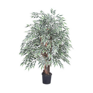 Vickerman 4' Artificial Variegated Smilax Extra Full Bush Black Plastic Pot