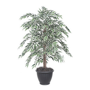 Vickerman 4' Artificial Variegated Smilax Bush Gray Round Plastic Container
