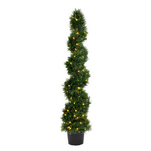 Vickerman 5' Artificial Potted Green Cedar Spiral Tree