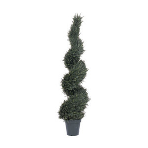 Vickerman 63" Artificial UV Resistant Pond Cypress Spiral in Two Tone Green Pot