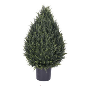 Vickerman 36" Artificial UV Resistant Cedar Pine Cone Topiary In Black Pot