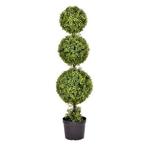 Vickerman 4' Artificial Potted Triple Ball Green Boxwood Topiary