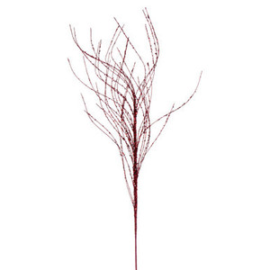 QG221065 Vickerman - 37" Burgundy Wavy Twig Glitter Spray - 6 Pack