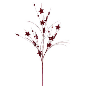 Vickerman 33" Burgundy Star and Ball Glitter Spray 6 per bag