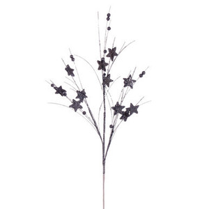 QG224687 Vickerman - 33" Artificial Pewter Star and Ball Glitter Spray - 6 Pack